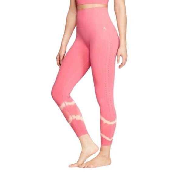 Joy Lab Women's Salmon Pink White Tie Dye High Rise Athletic 7/8 Leggings, Sz S - Picture 2 of 8